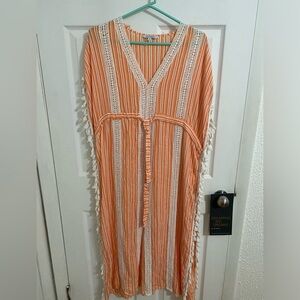 Blue Island Orange & White Coverup Women's M